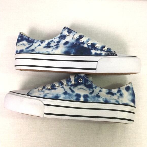 C &C California Blue Tie Dye Platform Lace Up Fashion Sneaker Women's 11M - Picture 8 of 14